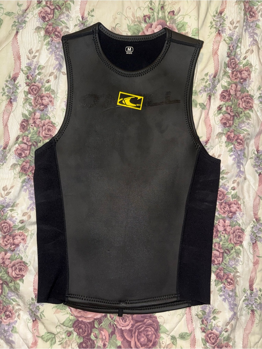 O'Neill Black Men's Neoprene Swim Rash Guard with Yellow Logo